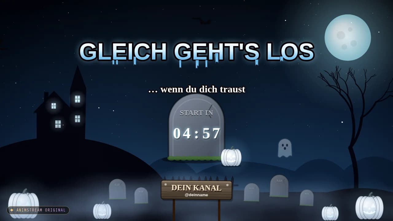 Starting Soon-Szene – Halloween Geisterblau