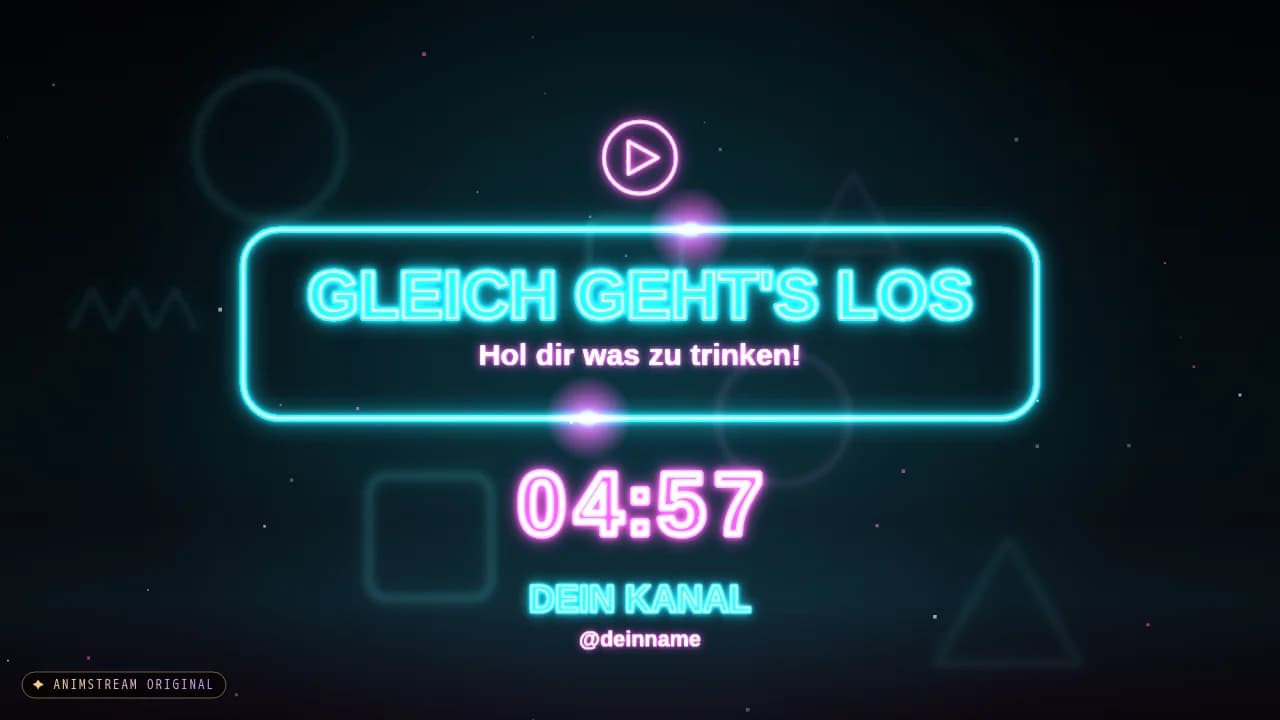 Starting Soon-Szene – Neon Sign Cyan