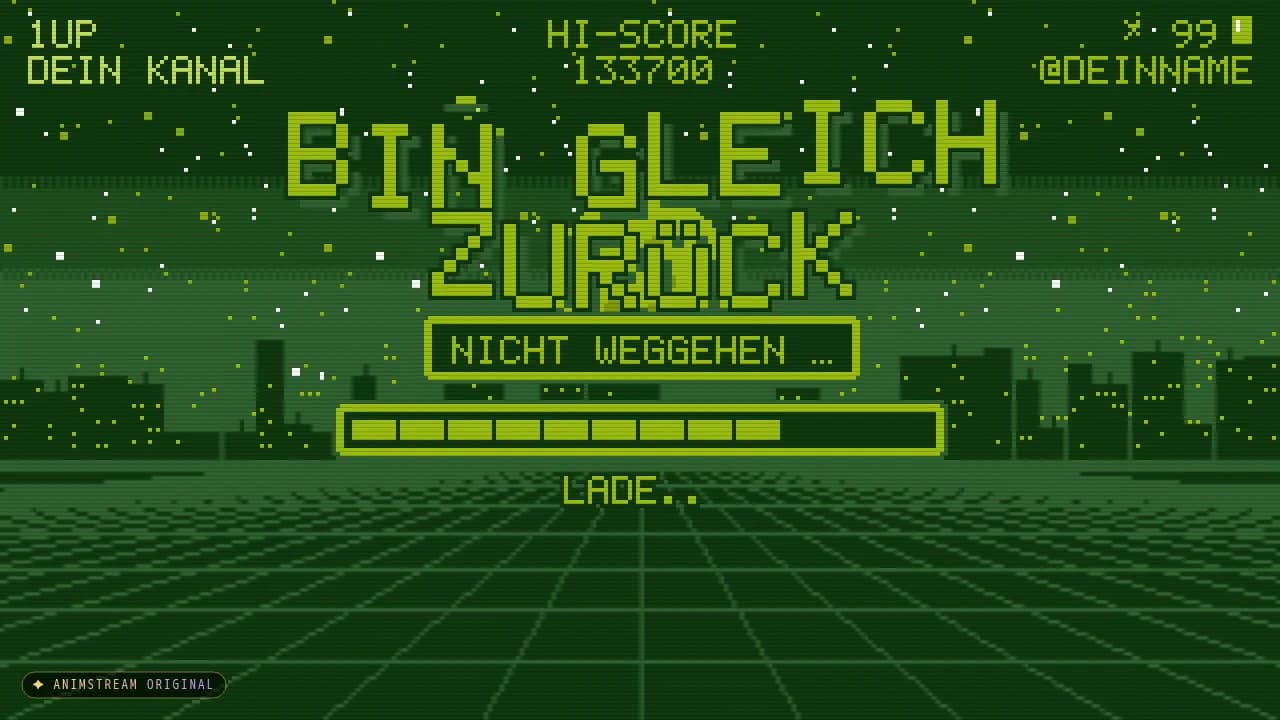 Bin gleich zurück-Szene – Pixel Arcade Gameboy