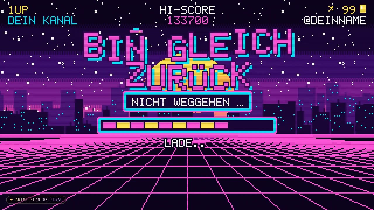Bin gleich zurück-Szene – Pixel Arcade Synthwave