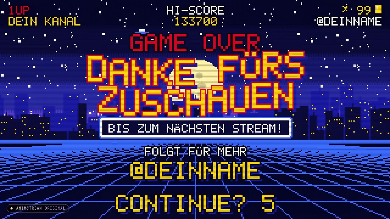 Stream-Ende-Szene – Pixel Arcade Arcade