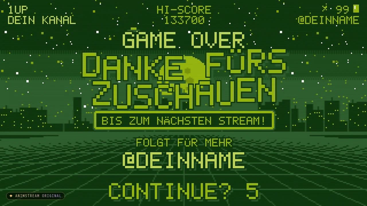Stream-Ende-Szene – Pixel Arcade Gameboy