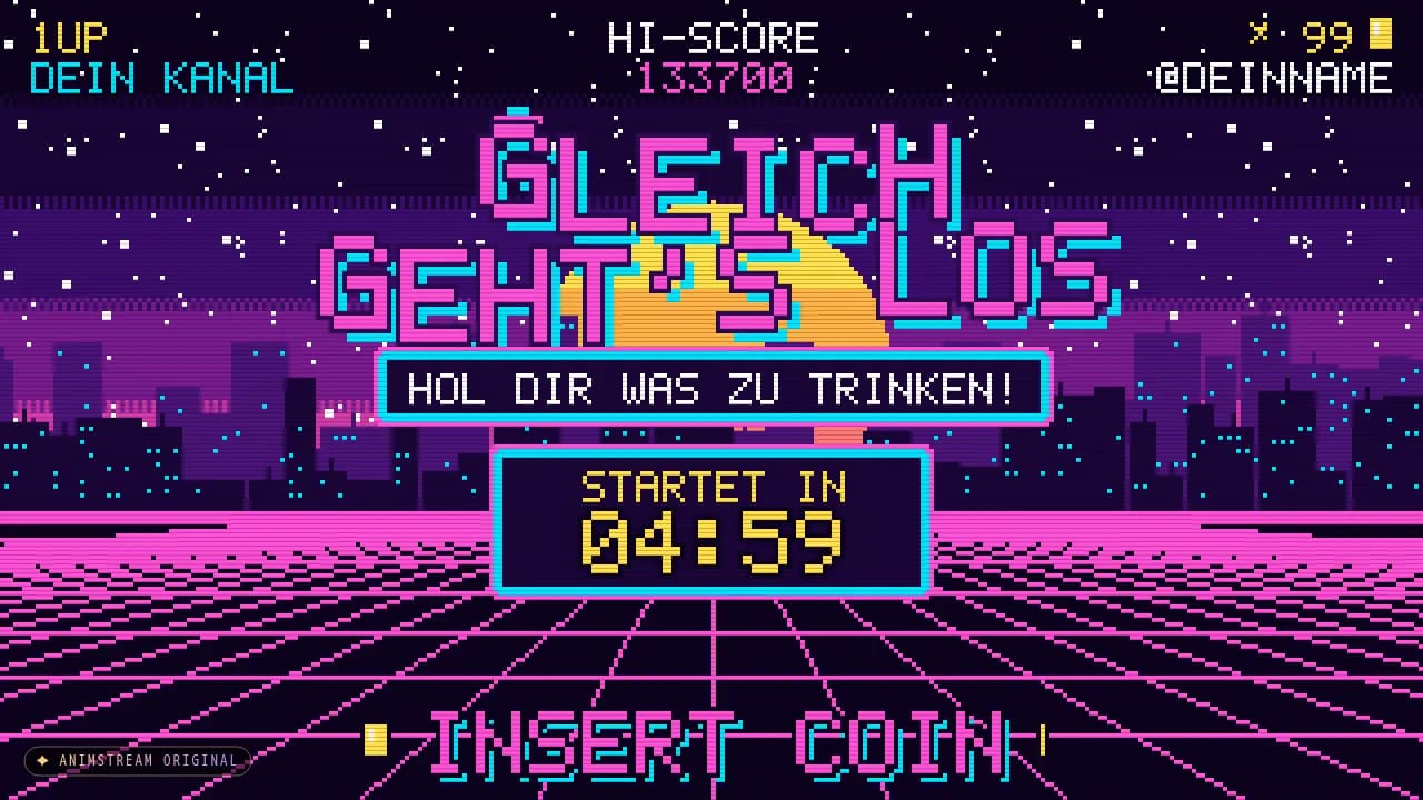 Starting Soon-Szene – Pixel Arcade Synthwave