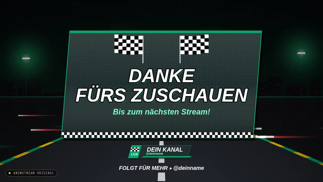 Stream-Ende-Szene – Speed Racing Racing Green