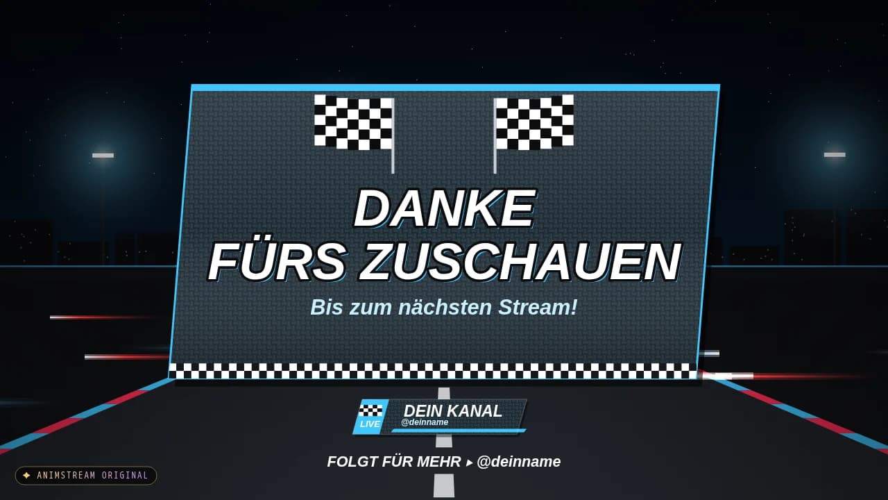 Stream-Ende-Szene – Speed Racing Eisblau