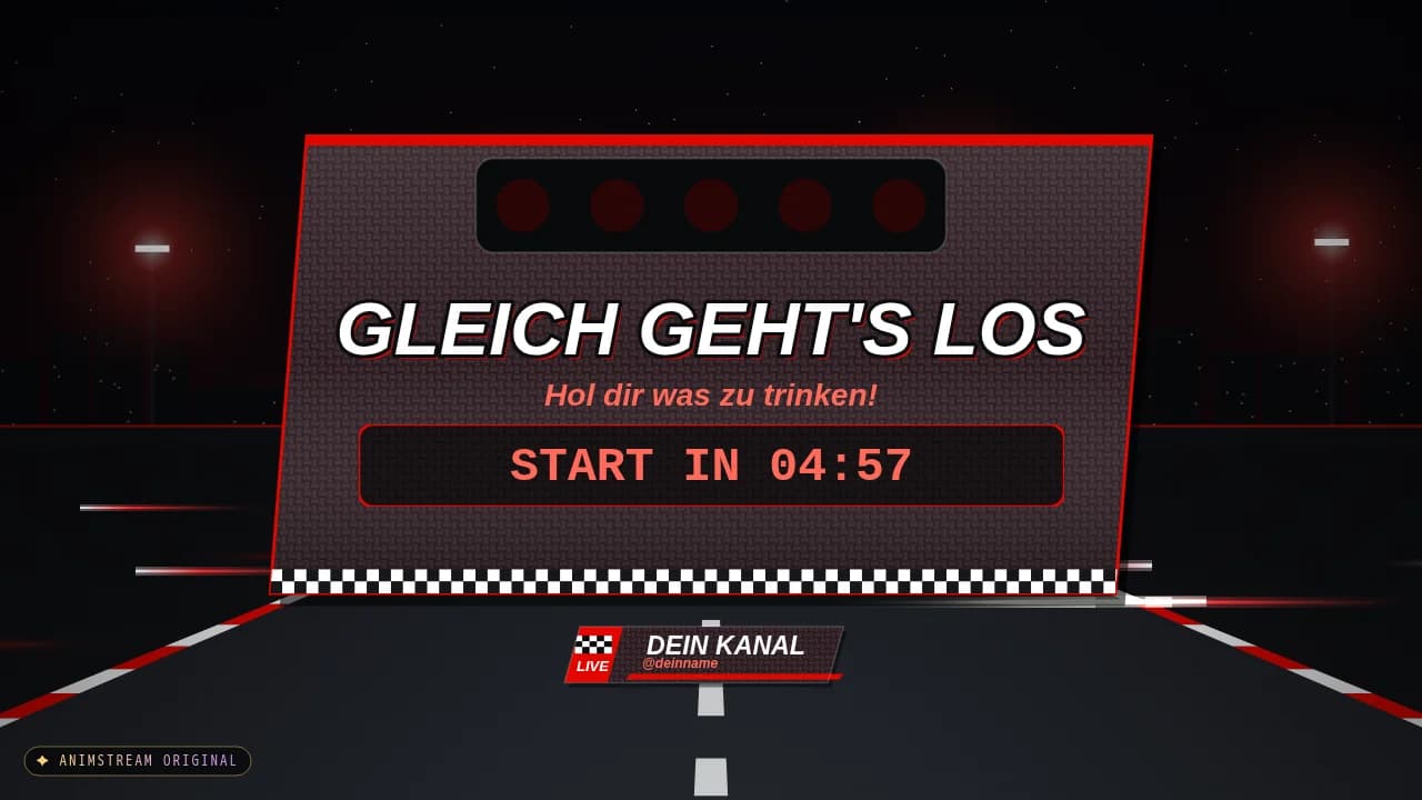 Starting Soon-Szene – Speed Racing Carbon Rot