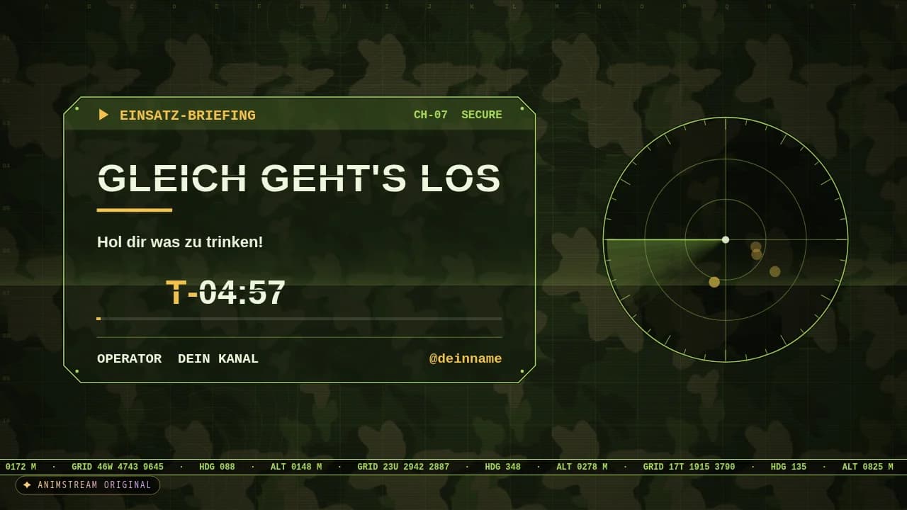 Starting Soon-Szene – Tactical Ops Woodland