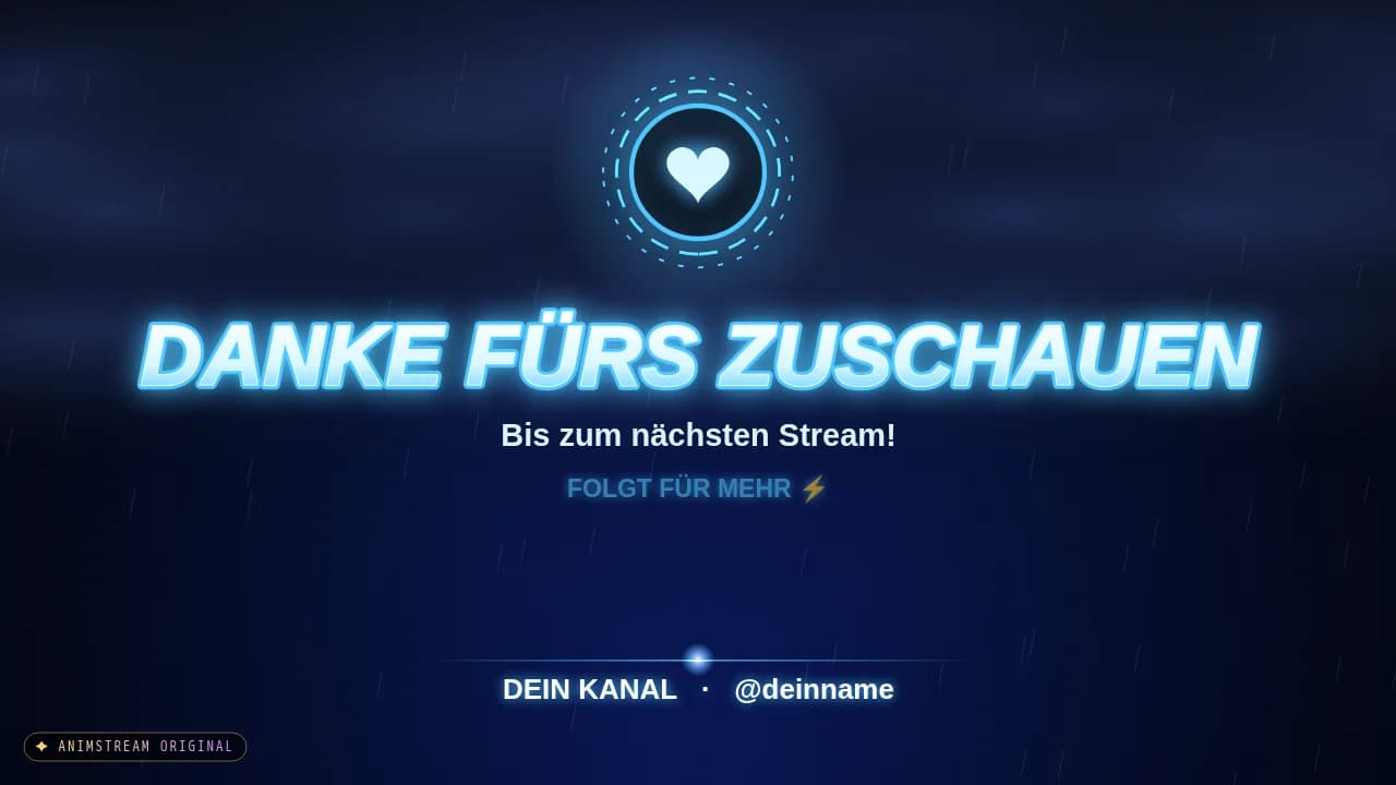 Stream-Ende-Szene – Thunder Strike Sturmblau