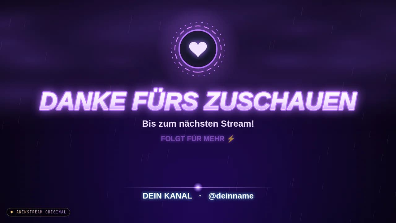 Stream-Ende-Szene – Thunder Strike Violett