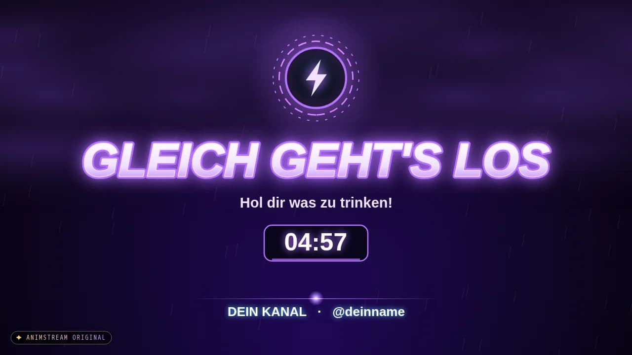 Starting Soon-Szene – Thunder Strike Violett
