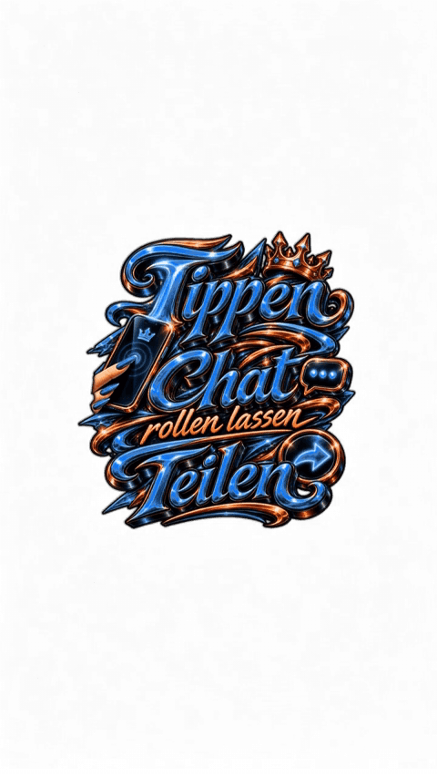 Tippen - Chat - Teilen - blau