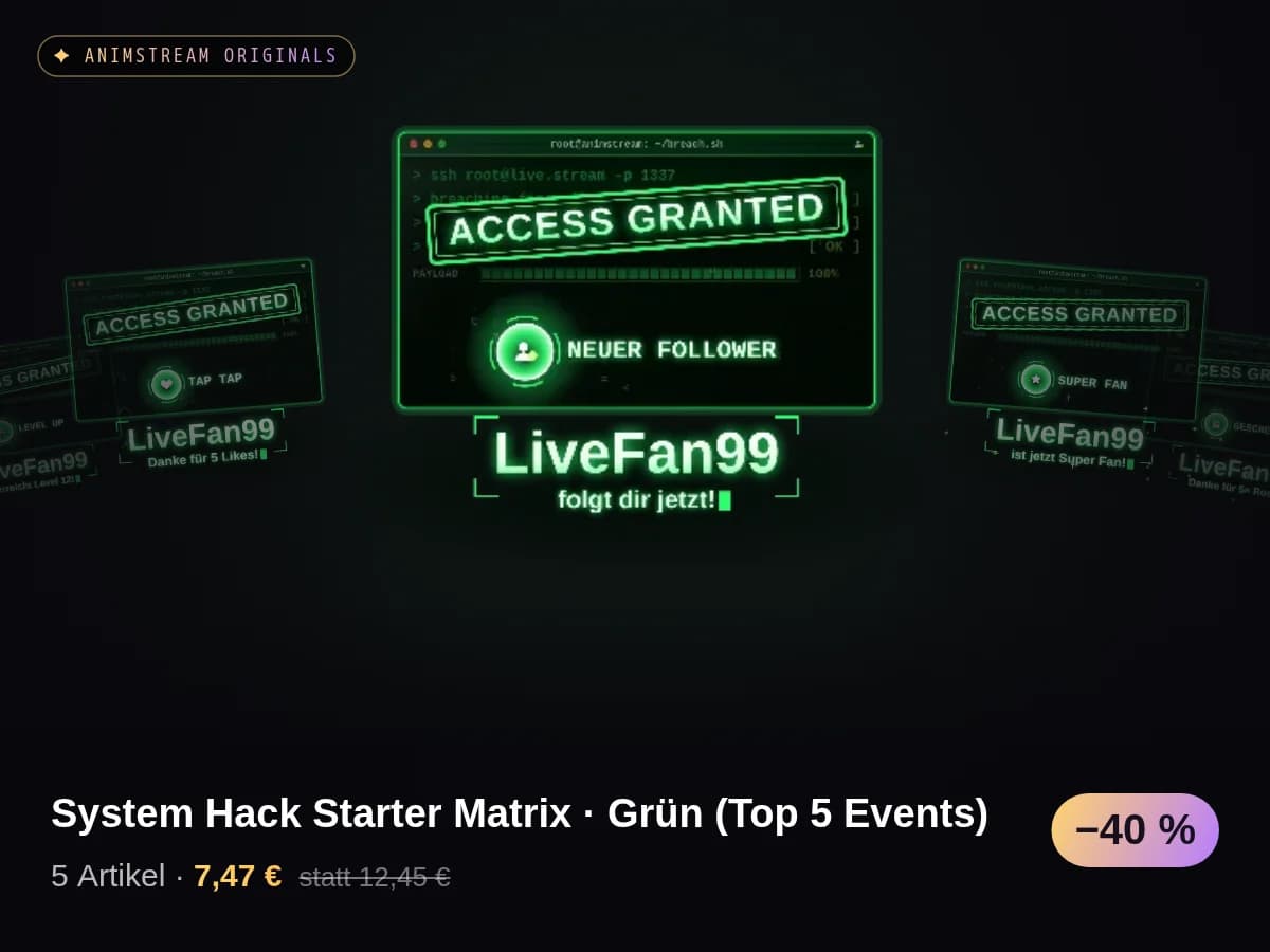 System Hack Starter Matrix · Grün (Top 5 Events)