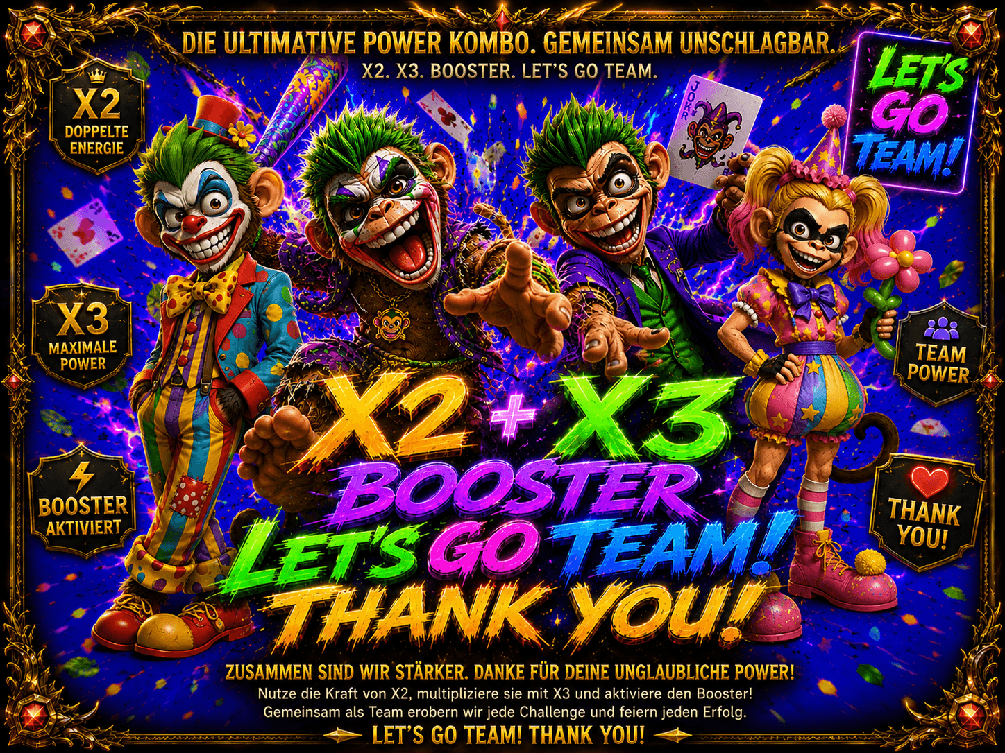 CapCaroPlay Ultimate Monkey Chaos Collection – X2 X3 Booster Let’s Go Team Thank