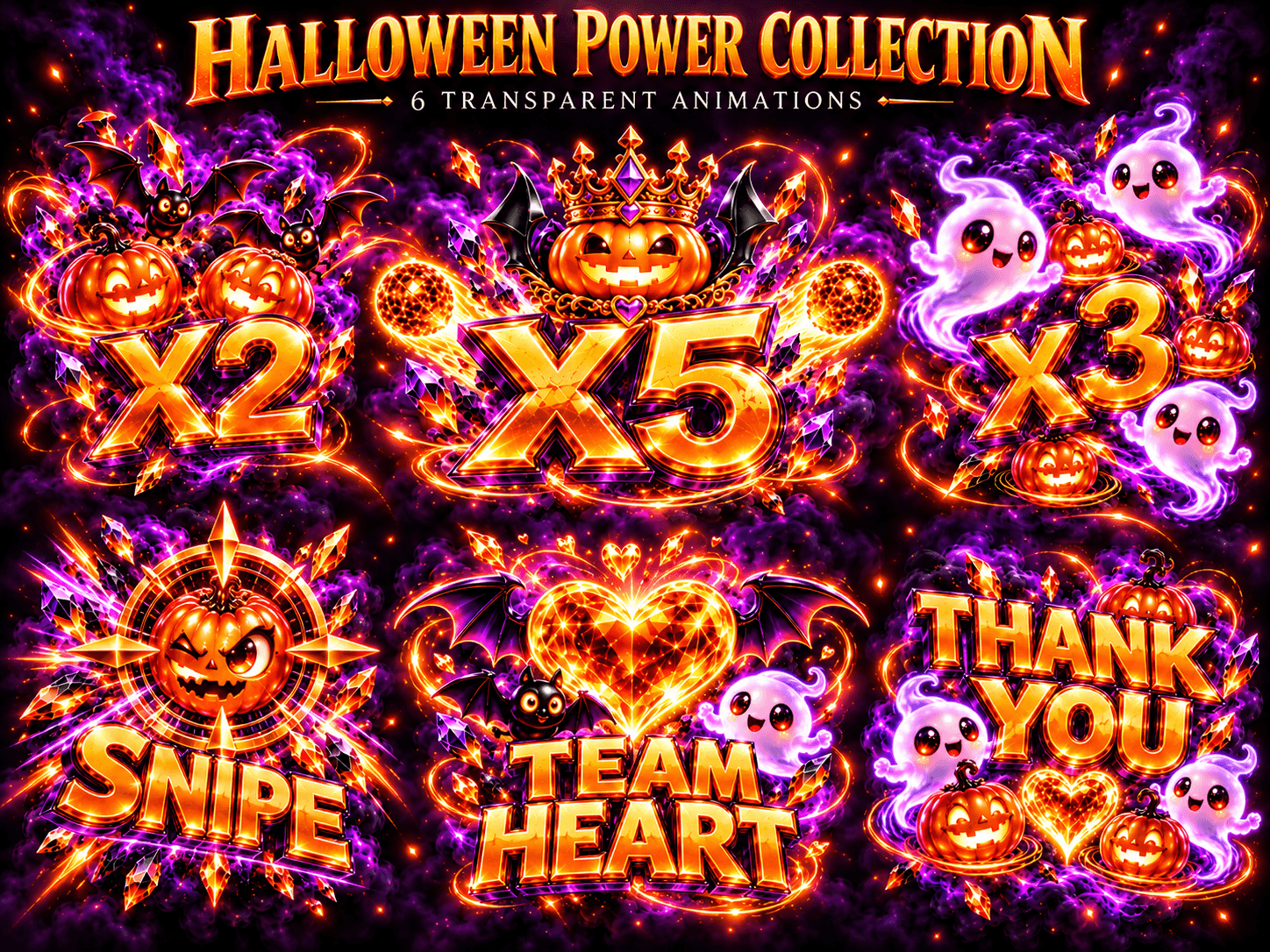 Halloween TikTok Live Animation Bundle – 6 transparente Stream-Animationen | X2,