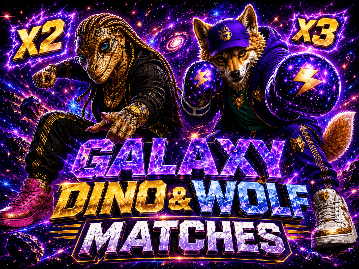 Match Animationen Galaxy Dino & Wolf